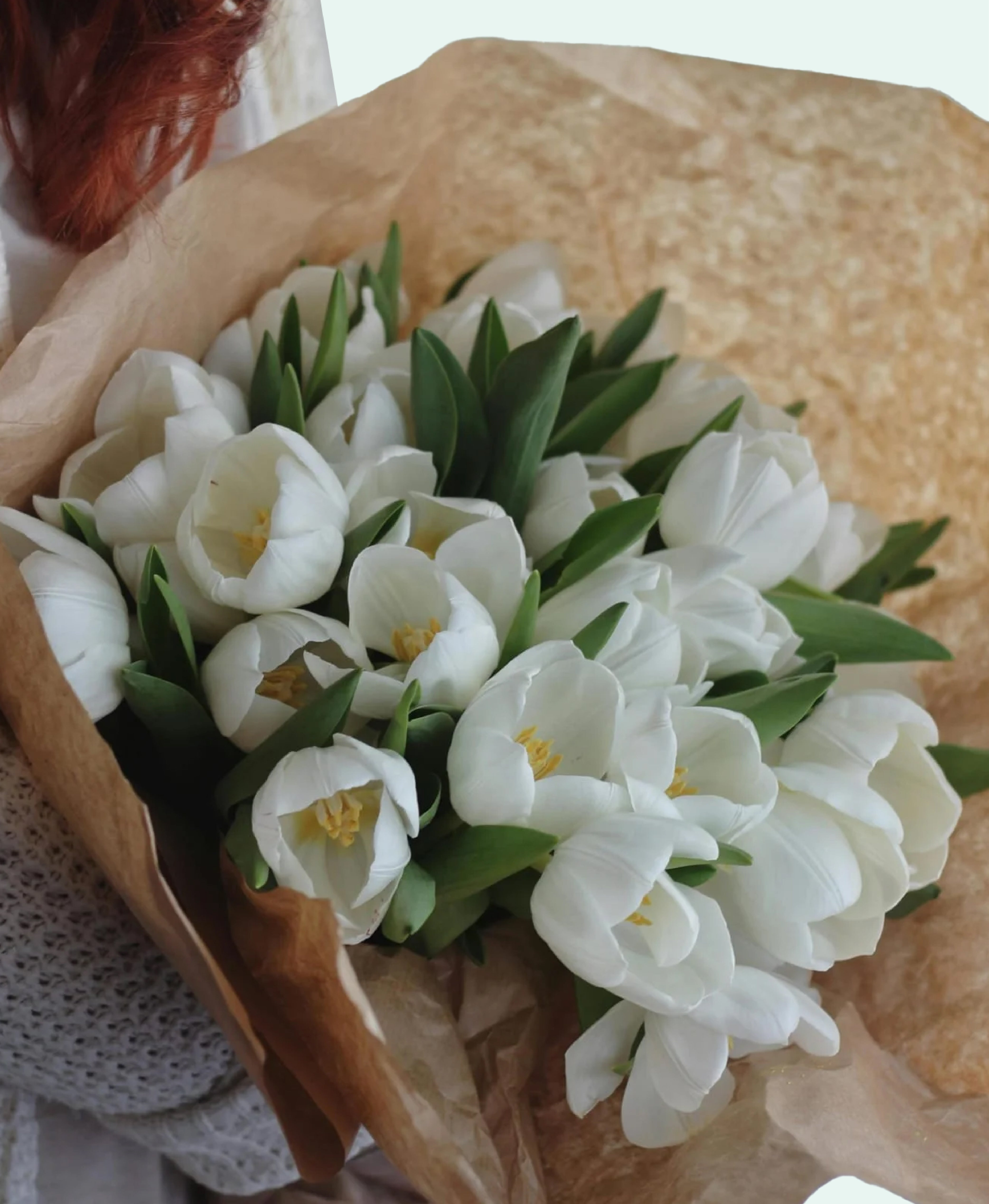 Whispers of Purity – White Tulip Bouquet