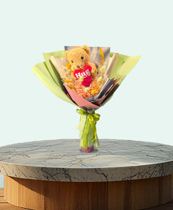 Teddy Hug Green Bloom Bouquet