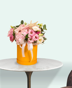Lovely in Pink – Soft Bloom Hatbox Arrangement